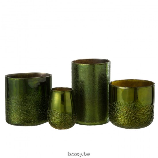 Jline Windlicht Spiegel Groen Glas Extra Large.