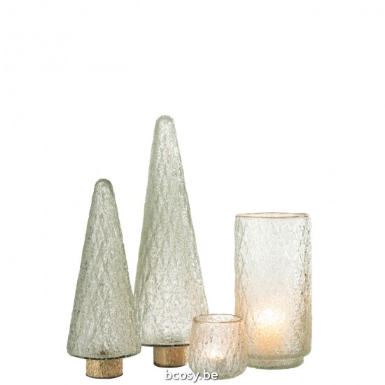 Jline Kerstboom Goud Voet Glas Transparant Large.