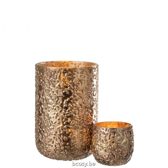 J Line Hurricane Oxidized Copper Large tea lights holders.