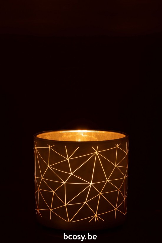 J Line photophores Jolipa Photophore Milano Verre Blanc Or Large.