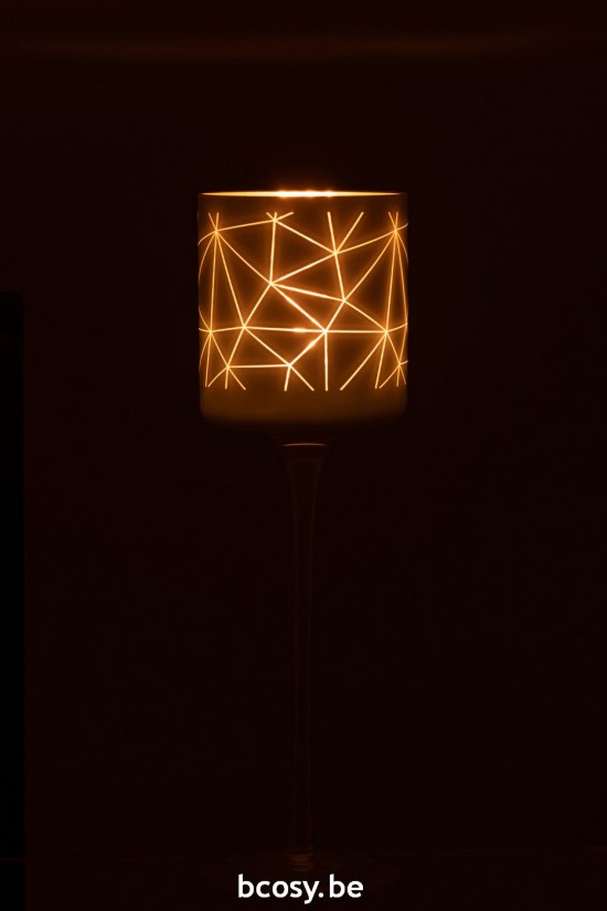 J Line photophores Jolipa Photophore Sur Pied Milano Verre Blanc Or Large.