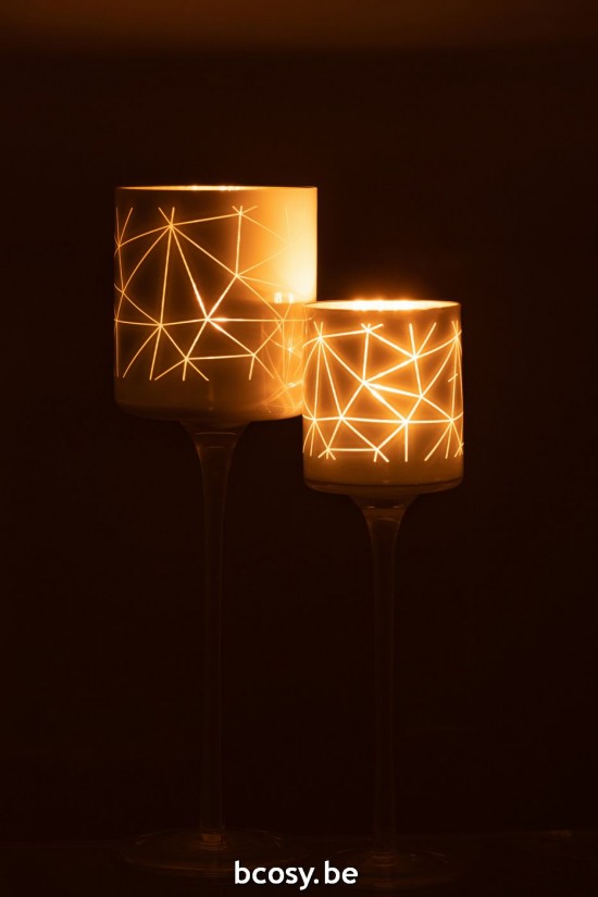 Jline Teelichthalter Auf Fuß Milano Glas Weiß Gold Large t lichthalter teelichtleuchter teelichte.