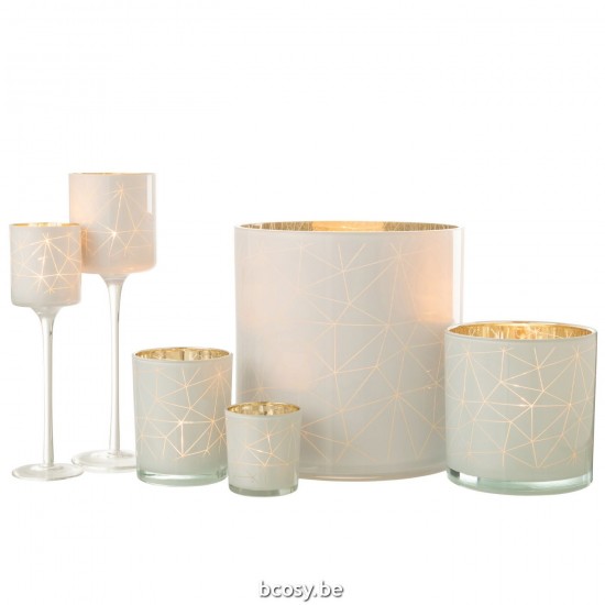 J Line Porta T Light Con Piede Milano Vetro Bianco Oro Large Fotóforo Con Pie Milano Vidrio Blanco Oro Large.