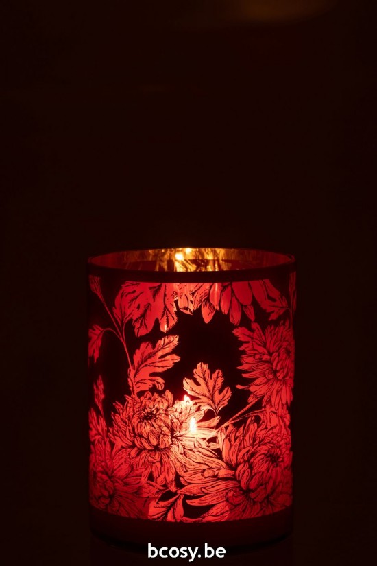 J Line photophores Jolipa Photophore Fleurs Verre Rouge Extra Large.