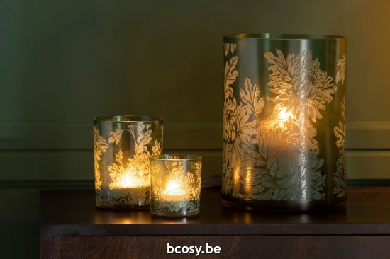 Jline Fotóforo Flores Vidrio Mate Verde Extra Large.