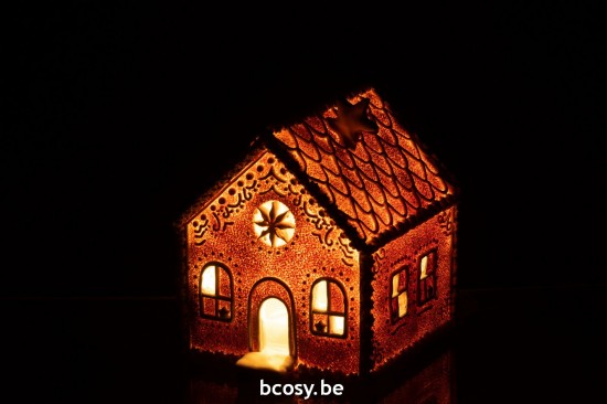 J Line crèches de Noël Jolipa Maison En Pain D Epice Carre Etoile Led Poly Marron Medium.