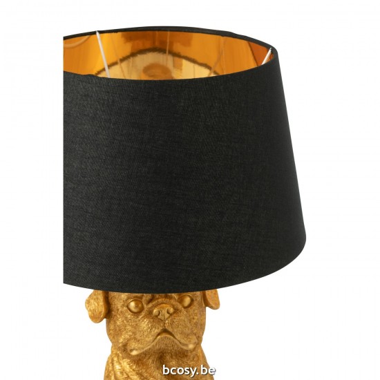 Jline Lamp Hond Zittend Resine Goud.