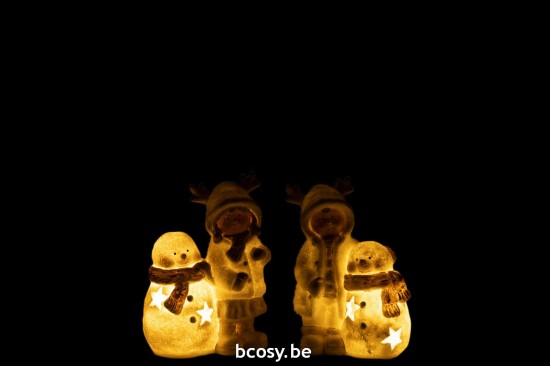 J Line bonhommes de neige noël Jolipa Garcon Et Fille Bonhomme De Neige Led Resin Mix Assortiement De 2.