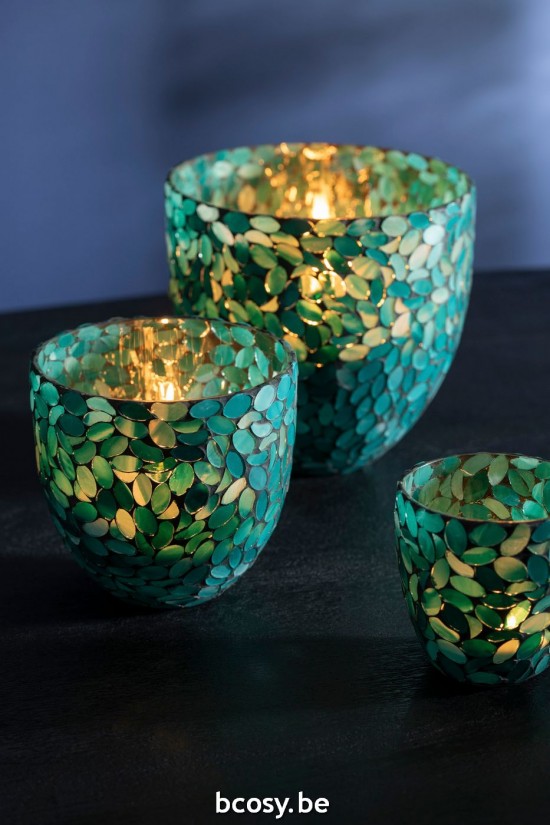 Jline Fotóforo Mosaico Vidrio Azul Small.