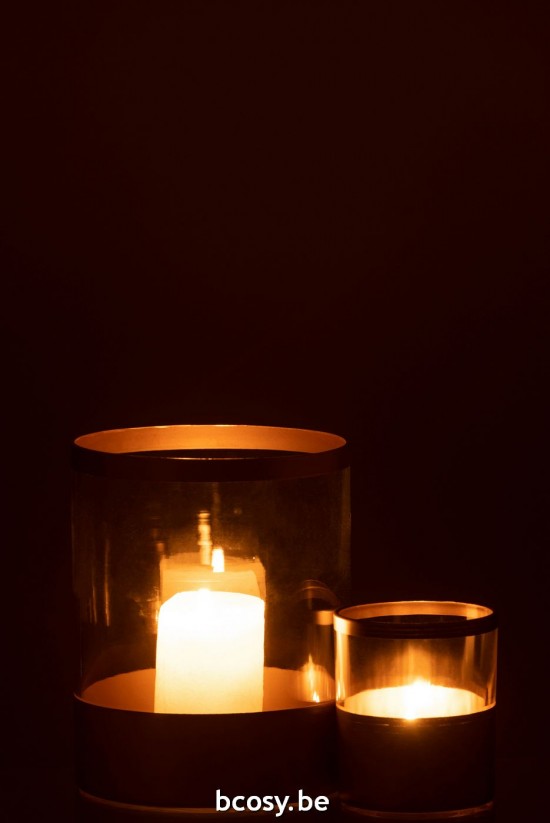 Jline Windlicht Gold Linien Glas Transparent Large t lichthalter teelichtleuchter teelichte.