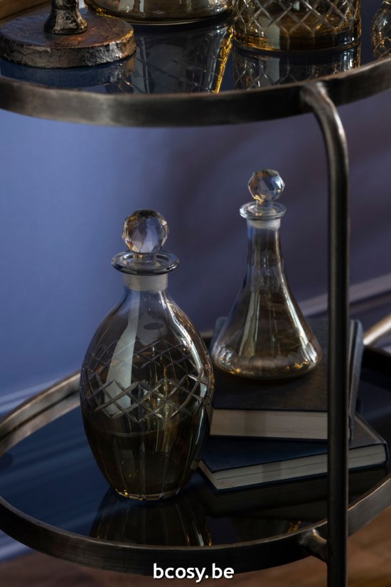 J Line Caraffa Quadretti Motivi Vetro Fumo Assortimento Di 2 Jarra Cuadros Motivos Vidrio Humo Surtido De 2.