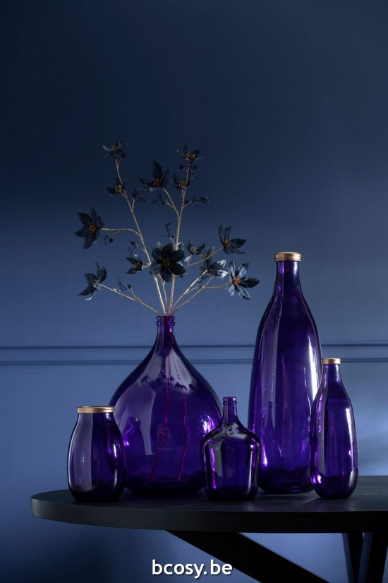 Jline Jarron Borde Oro Vidrio Morado Small.