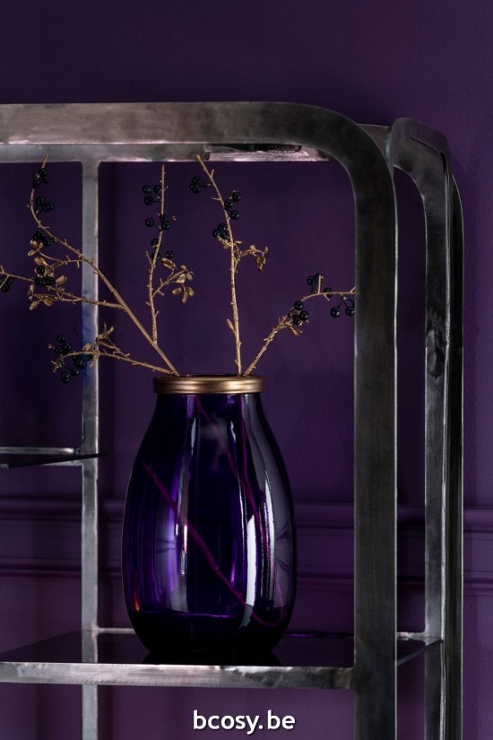 J Line Vaso Bordo Dorato Vetro Malva Small Jarron Borde Oro Vidrio Morado Small.