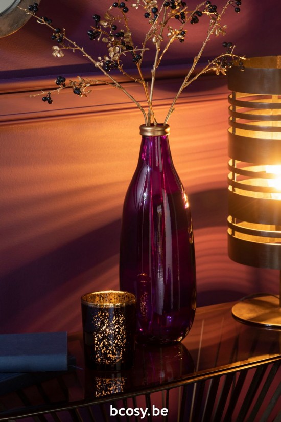 J Line Vaso Bordo Dorato Vetro Malva Medium Jarron Borde Oro Vidrio Morado Medium.