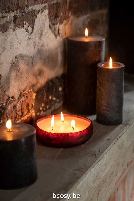 Jline Vela Aroma Livia Vidrio Rojo Medio.