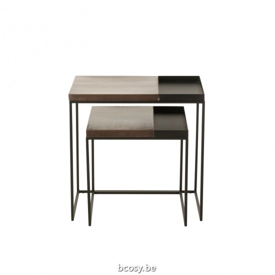 J Line Set Of 2 Side Table Metal Bronze Black nested side tables sidetables.