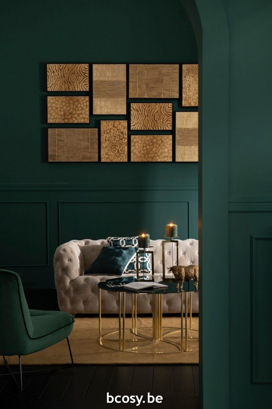 Jline Set Van Zes Tafels Tornado Goud Metaal Mdf Glas.