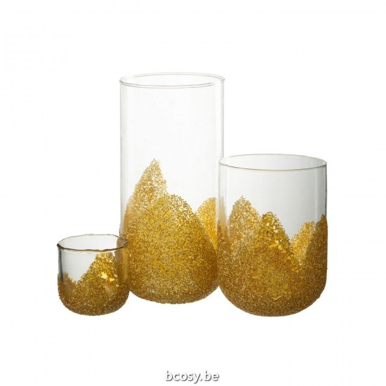 Jline Kaarshouder Strass Glas Transparant Goud Large.