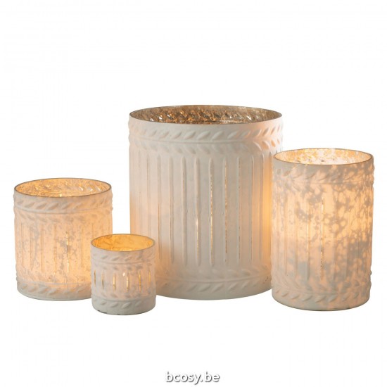 J Line Candleholder Ezy Glass White Extra Large tea lights holders.