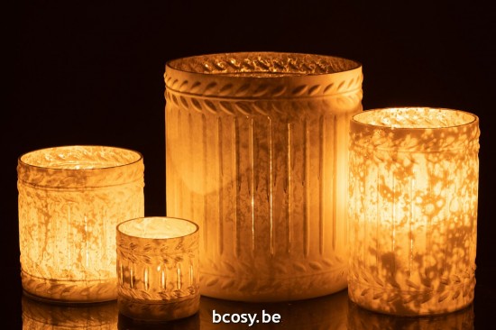 Jline Kerzenhalter Ezy Glas Weiß Extra Large t lichthalter teelichtleuchter teelichte.