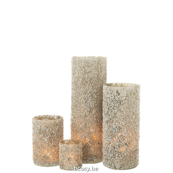 J Line Candleholder Rock Glass St White Extra Large tea lights holders.