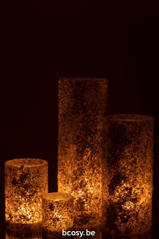 Jline Kerzenhalter Rock Glas Stein Weiß Extra Large t lichthalter teelichtleuchter teelichte.