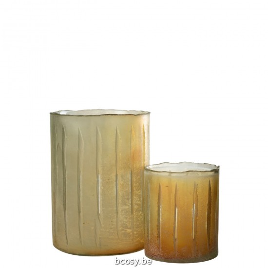 Jline Kaarshouder Strepen Glas Geel Large.