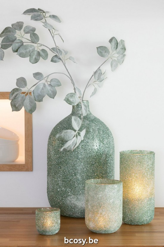 Jline Portavelas Fore Vidrio Verde Large.