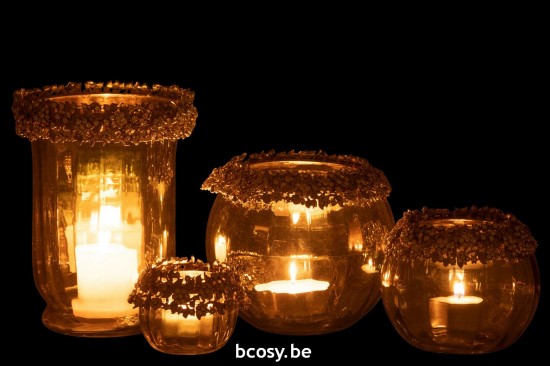 Jline Kerzenhalter Vare Metall Glas Gold Bronze t lichthalter teelichtleuchter teelichte.