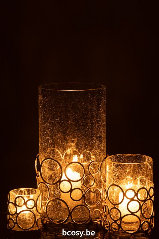 Jline Kerzenhalter Kyev Glas Eisen Transparent Gold Large t lichthalter teelichtleuchter teelichte.