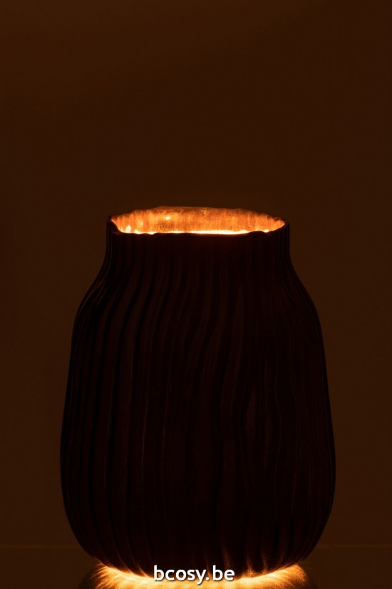 J Line Grands vases Grand vase Vases hauts Vase haut. Jolipa Vase Rainures Verre Noir Or Small.