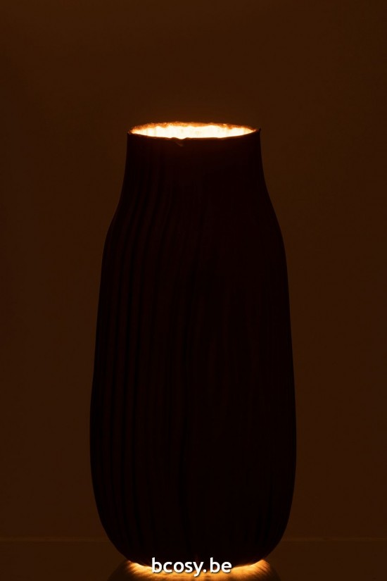 J Line Grands vases Grand vase Vases hauts Vase haut. Jolipa Vase Rainures Verre Noir Or Medium.