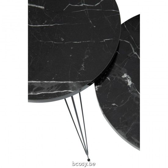 J Line tables d appoint bouts de canapé Jolipa Set De 3 Tables De Salon Pb Metal Noir.