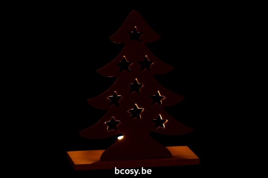 J Line photophores Jolipa Bougeoir Sapin Aluminium Bois Naturel Or Large.