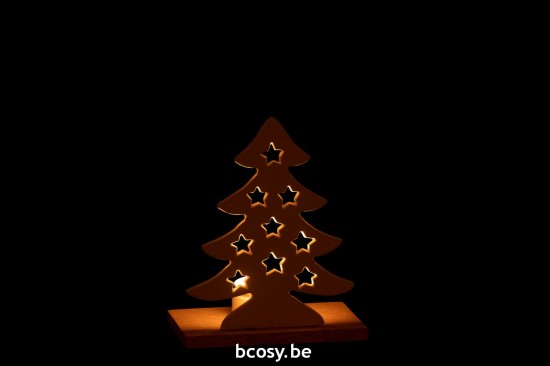 J Line photophores Jolipa Bougeoir Sapin Aluminium Bois Blanc Naturel Small.