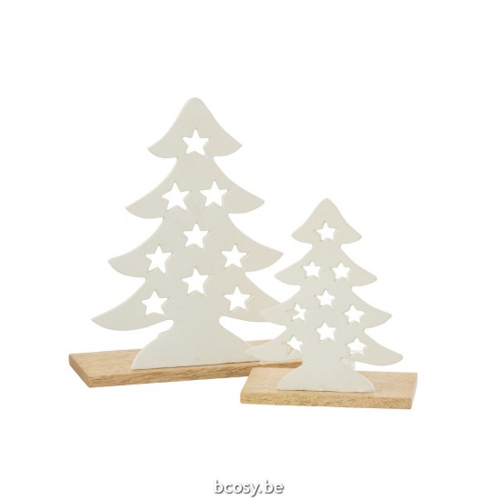 J Line Tealight Holder Christmas Tree Aluminium Wood White Natural Large tea lights holders.