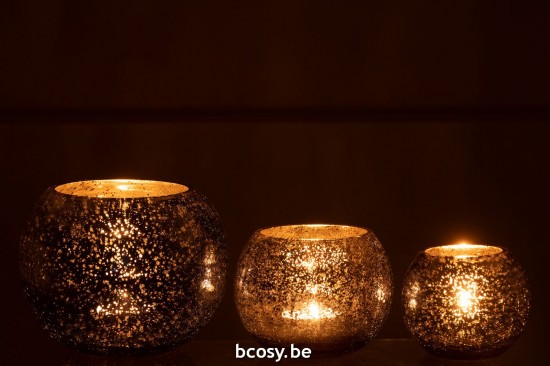 Jline Windlicht Kugel Rissig Glas Perle Effekt Bla Large lanternen.