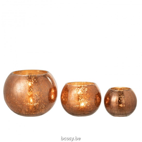 J Line Hurricane Light Ball Craquelure Glass Pearl Effect Brown Large lanterns hurricanes.
