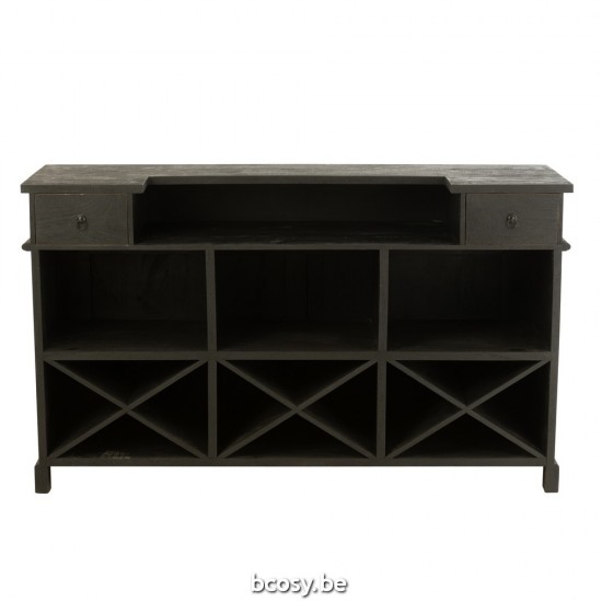 Jline Bar 2 Lades Mango Hout Zwart.