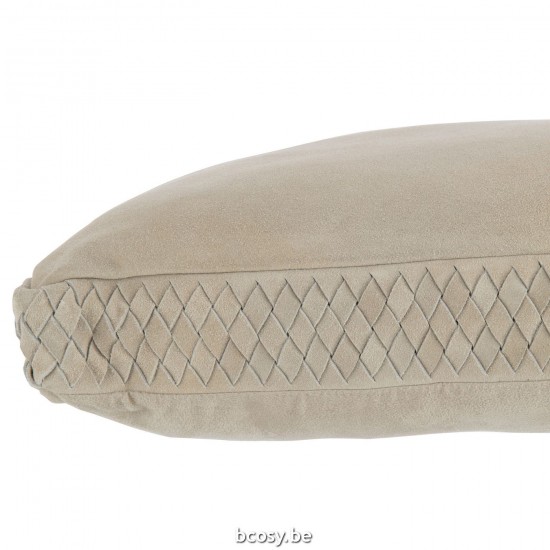 J Line coussins Jolipa Coussin Tissé Cuir Gris.