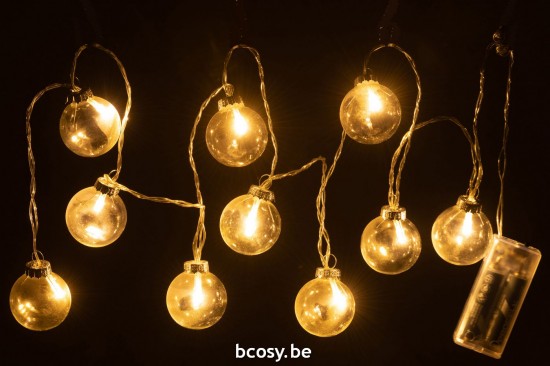 J Line guirlandes suspendues Jolipa Guirlande 10 Boules Led Verre Lisse Transparent.