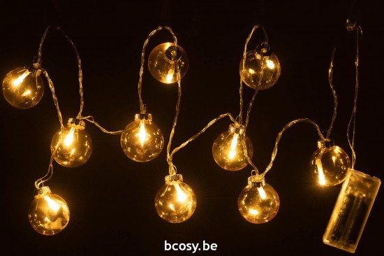 J Line guirlandes suspendues Jolipa Guirlande 10 Boules Led Verre Lisse Jaune.