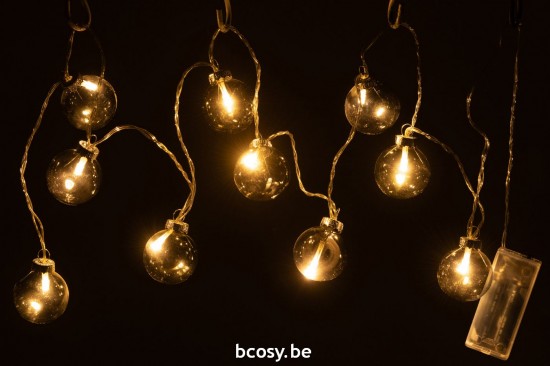 J Line guirlandes suspendues Jolipa Guirlande 10 Boules Led Verre Lisse Gris Fonce.