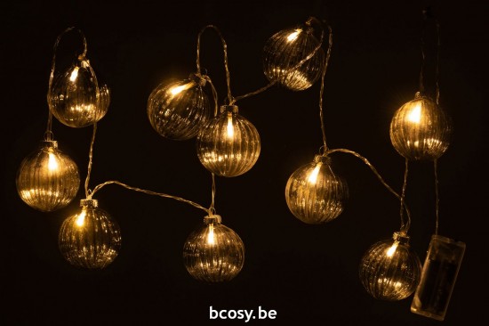 J Line guirlandes suspendues Jolipa Guirlande 10 Boules Led Verre Strie Gris Fonce.