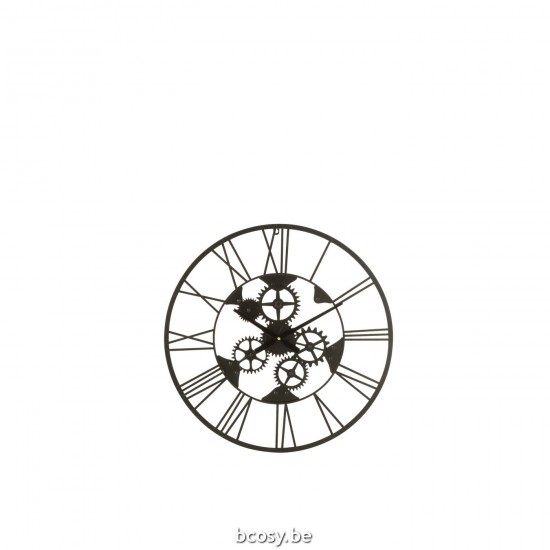 J Line horloges murales Jolipa Horloge Chiffres Romains Roues Metal Noir Small.