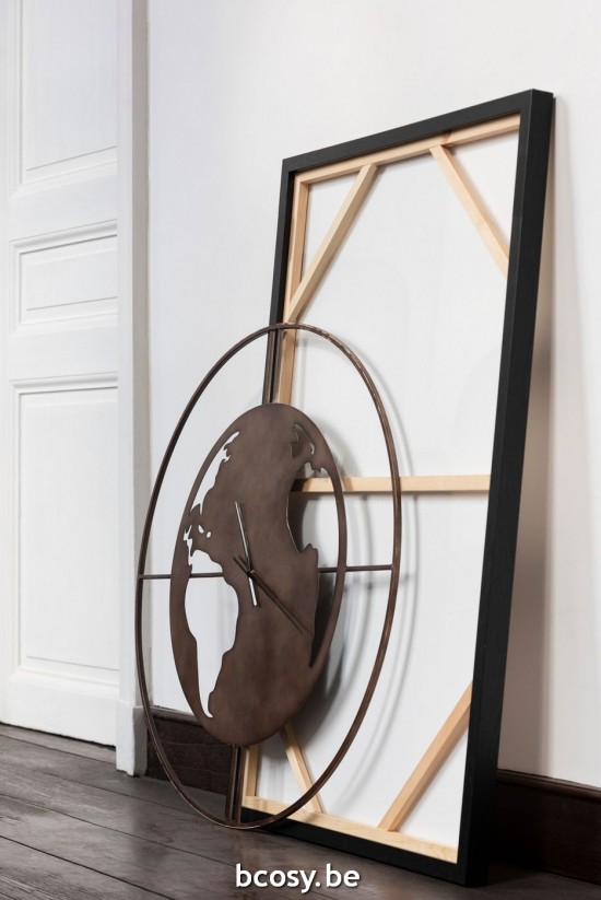 Jline Reloj Mapamundi Agujeros Metal Marron Oscuro Large.