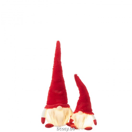 J Line Gnome Led Textile Red White Large santa clauses.