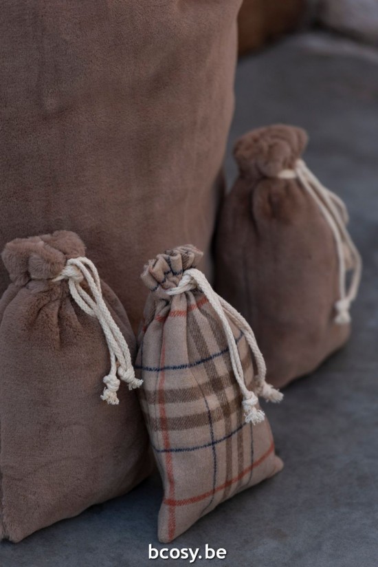 Jline Bolso Navidad Cuadros Textil Beige Marrón Small.