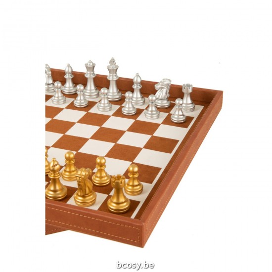 J Line Box Card Game Chess Game Fake Leather Cognac Game box game boxes.