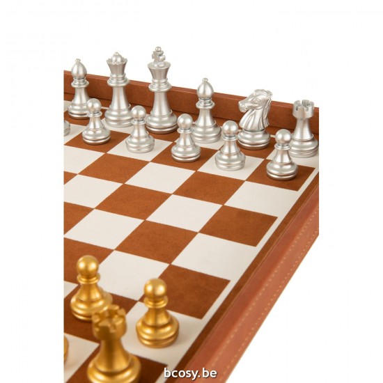 Jline Dose Kartenspiel Schachspiel Kunstleder Cognac Spielschachtel Spielschachteln Spiel Box Spiel Boxen.